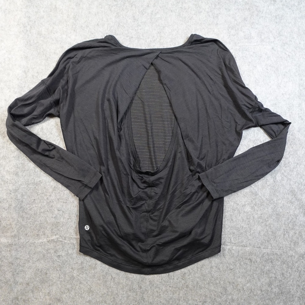 Lululemon Top Womens M/L? Crew Neck Long Sleeve Black Reversible Long Sleeve - Picture 7 of 9
